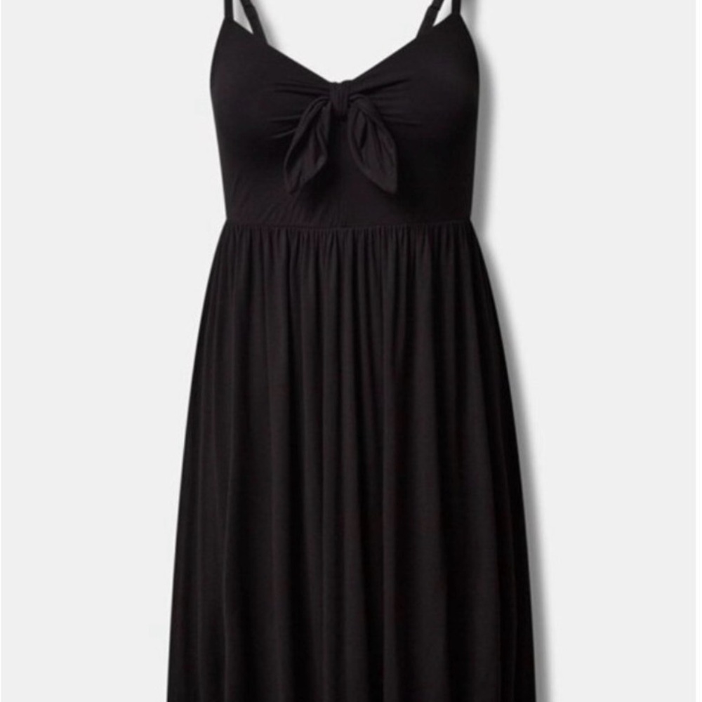 Torrid Women’s Black Tie Knot Black Baby Doll Tank A-Line Dress - Picture 4 of 4